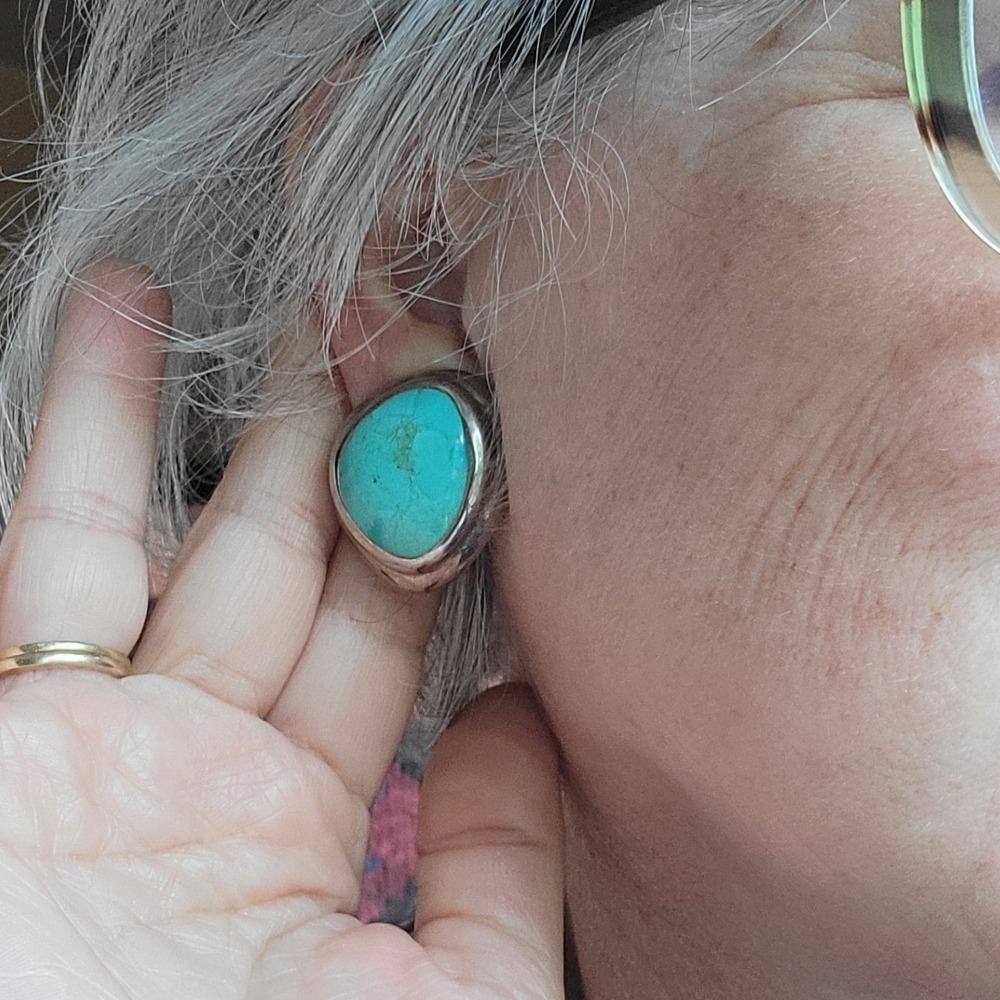 Barse Clip-on Earrings Turquoise Sterling Silver Chunky Statement Vtg 90s - Picture 9 of 9